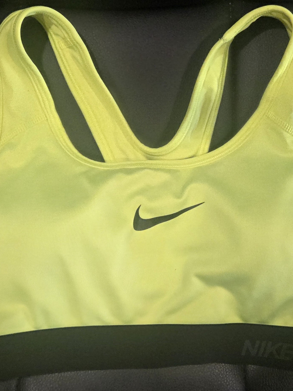 Nike Neon Yellow Racerback Sports Bra with Black Band